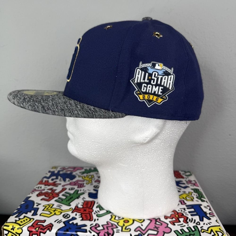 San Diego Padres 2016 All Star Game Hat New Era Navy Gray Star Grommets 7 1/4 - Picture 3 of 9